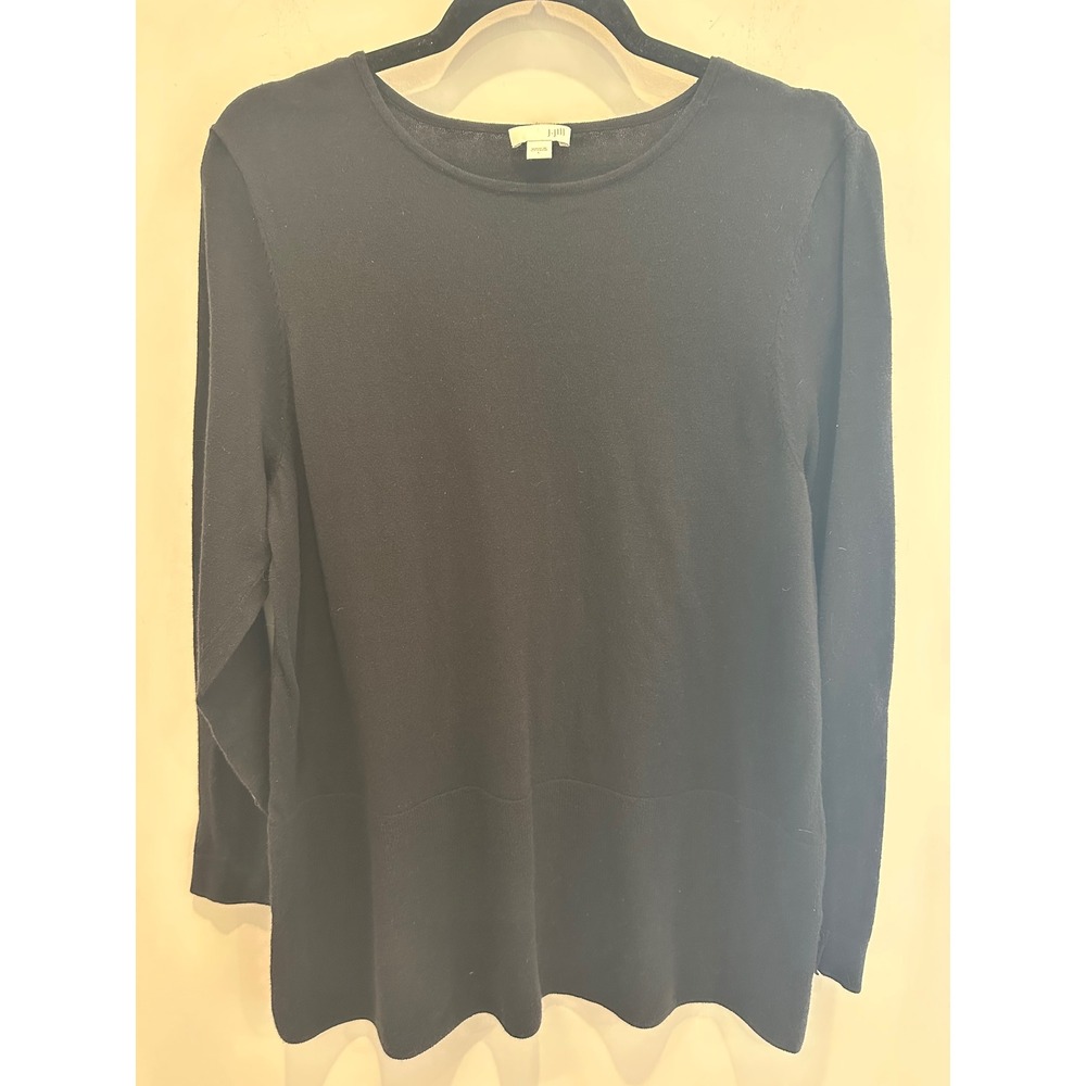 J. Jill Black Long Sleeve Crew Neck Cotton Blend Knit Sweater Womens Large